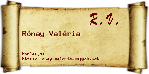 Rónay Valéria névjegykártya